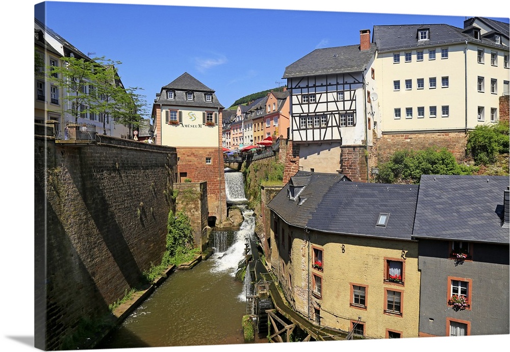 Hackenberg Mill with Leukbach Waterfall and Mill Museum, Saarburg on River Saar, Rhineland-Palatinate, Germany