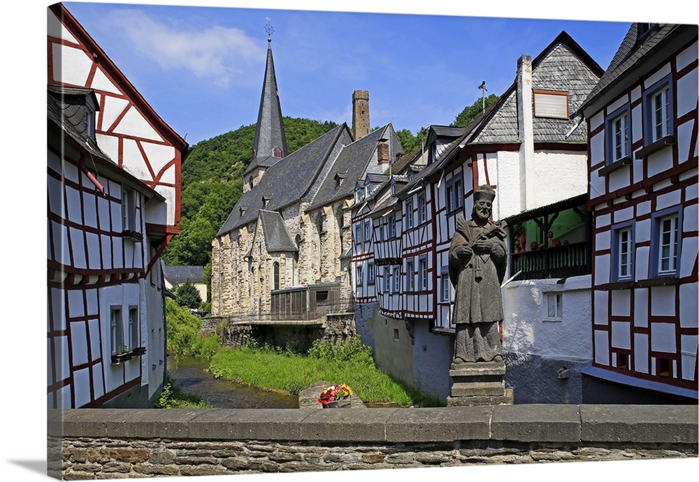 Half-timbered Houses in Monreal on River Elz, Eifel, Rhineland-Palatinate, Germany