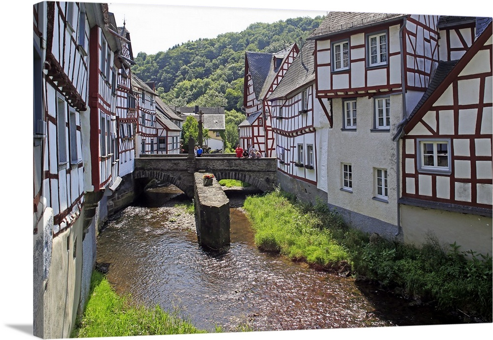 Half-timbered Houses in Monreal on River Elz, Eifel, Rhineland-Palatinate, Germany