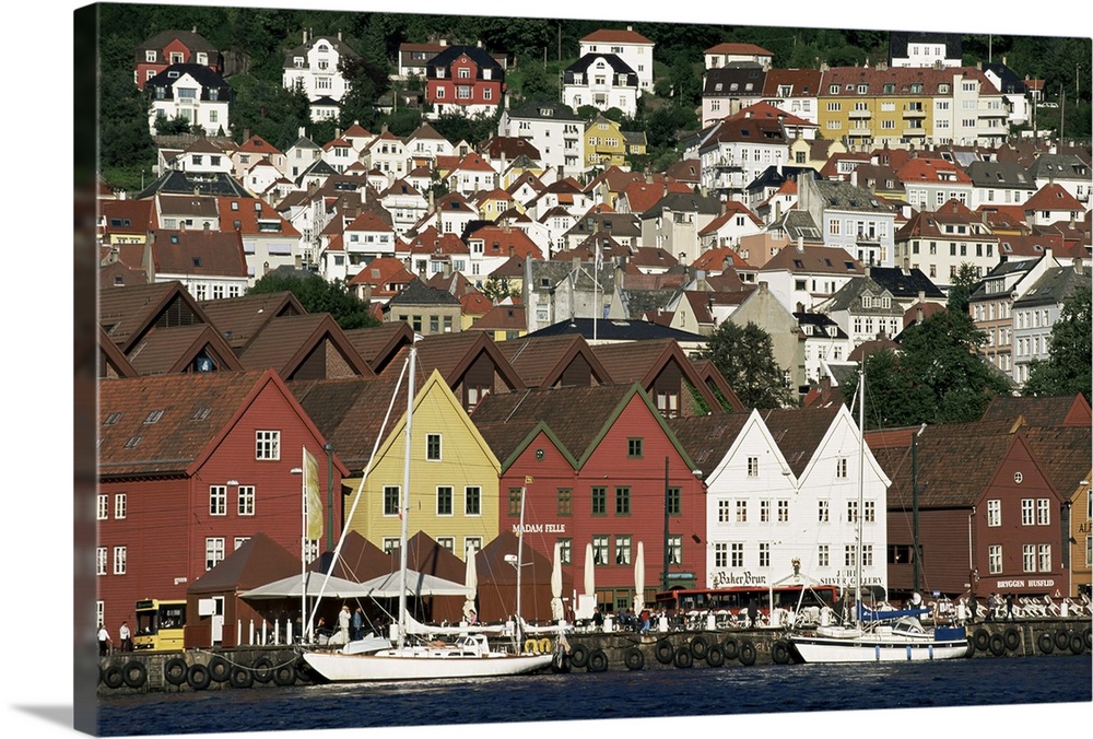 Hanseatic period wooden buildings, Bryggen (Bergen), Norway, Scandinavia