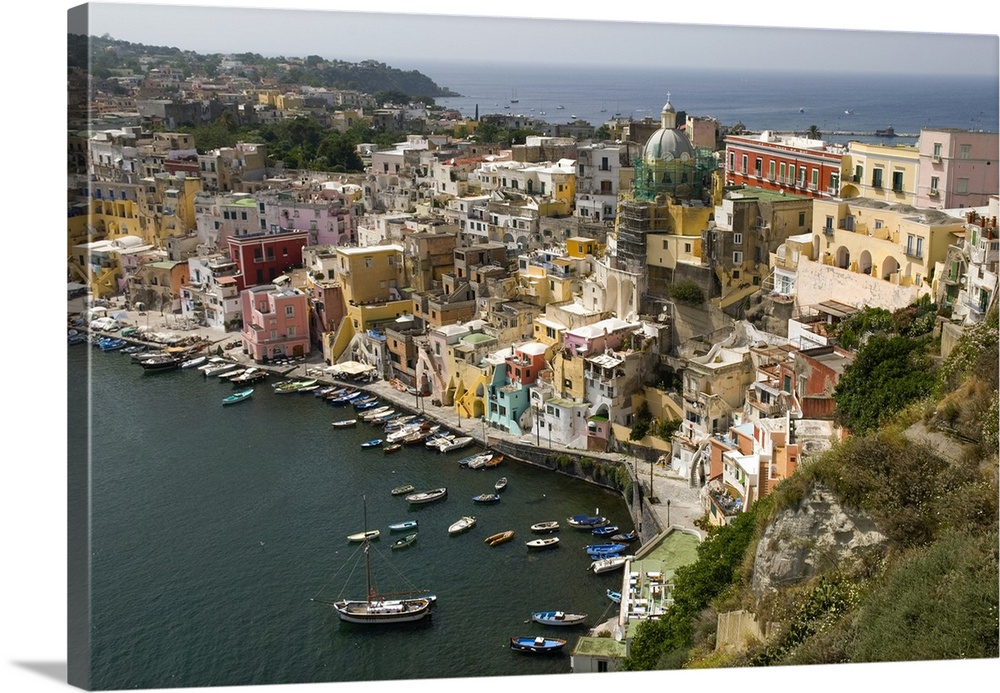 Harbour of Corricella, Procida Island, Campania region, Italy, Europe