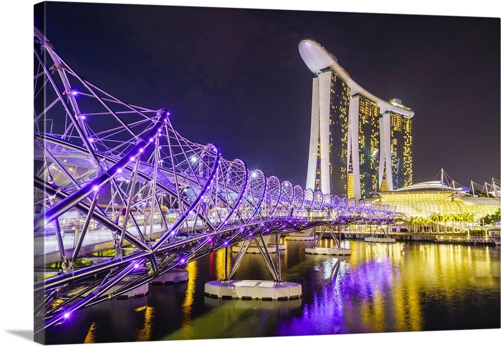 Helix Bridge leading to the Marina Bay Sands, Marina Bay, Singapore, Southeast Asia, Asia