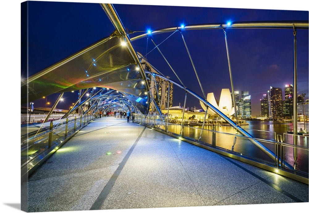 Helix Bridge leading to the Marina Bay Sands, Marina Bay, Singapore, Southeast Asia, Asia