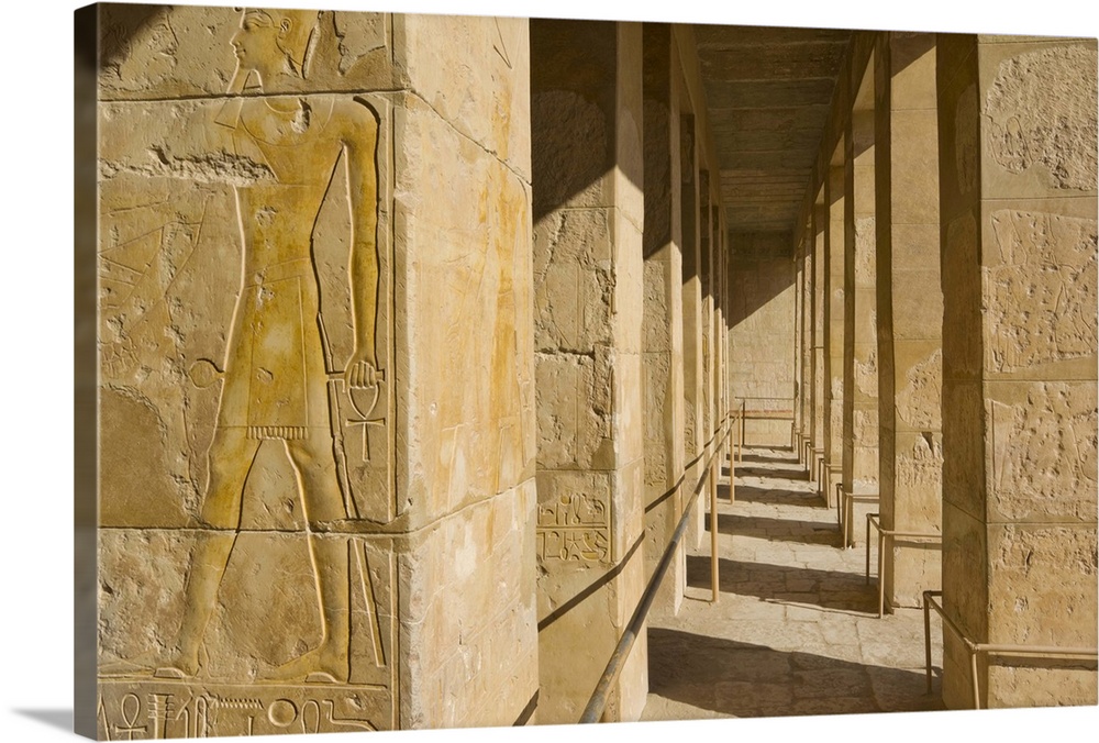 Hieroglyphics in relief on a column, Deir el Bahari, Thebes, Egypt, Africa