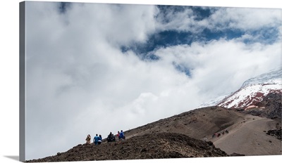 Hikers at Cotopaxi volcano, Ecuador