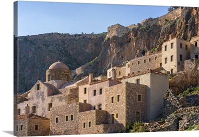 Historic Stone Houses In The Mountain, Monemvasia, Laconia, Greece image thumbnail