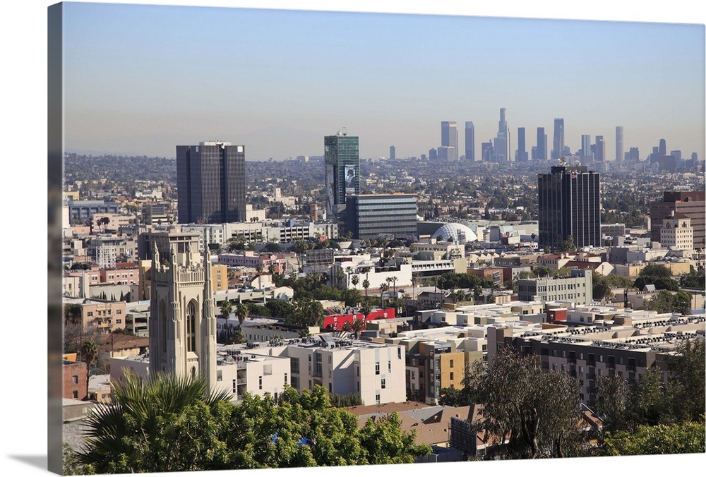 Hollywood and downtown skyline, Los Angeles, California Wall Art