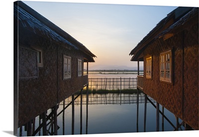 Houses and entire villages built on stilts on Inle Lake, Myanmar