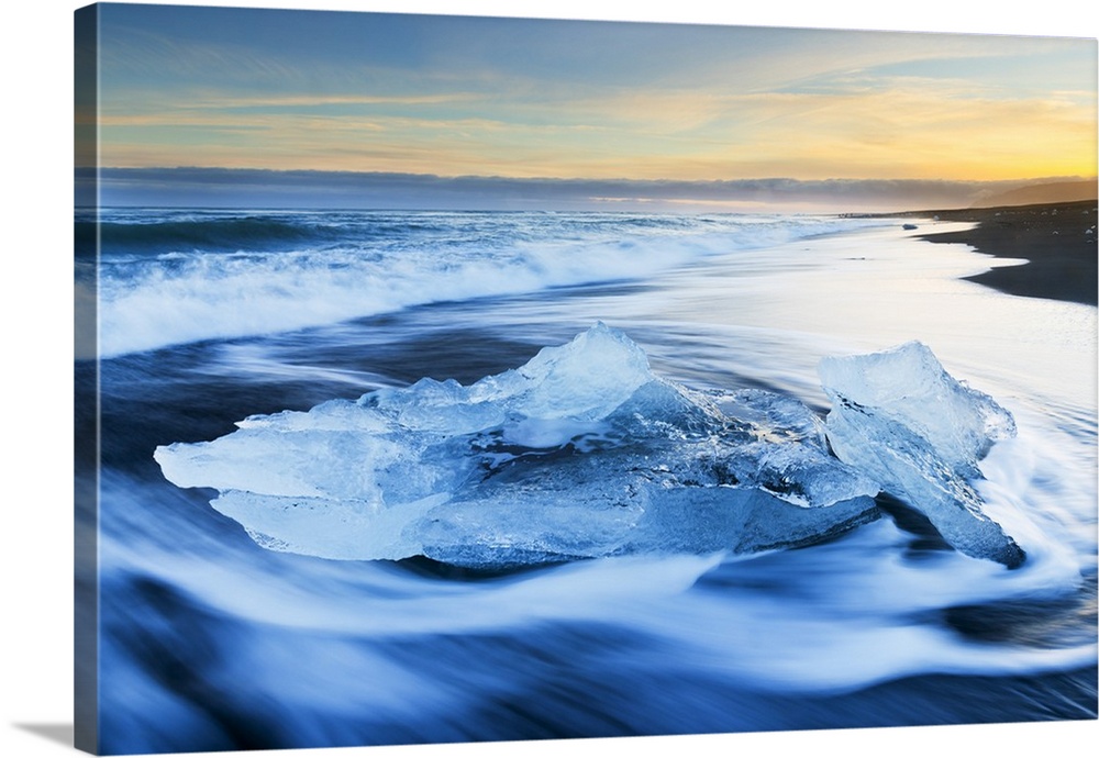 Iceberg on the Beach at Jokulsarlon, Iceland, Polar Regions