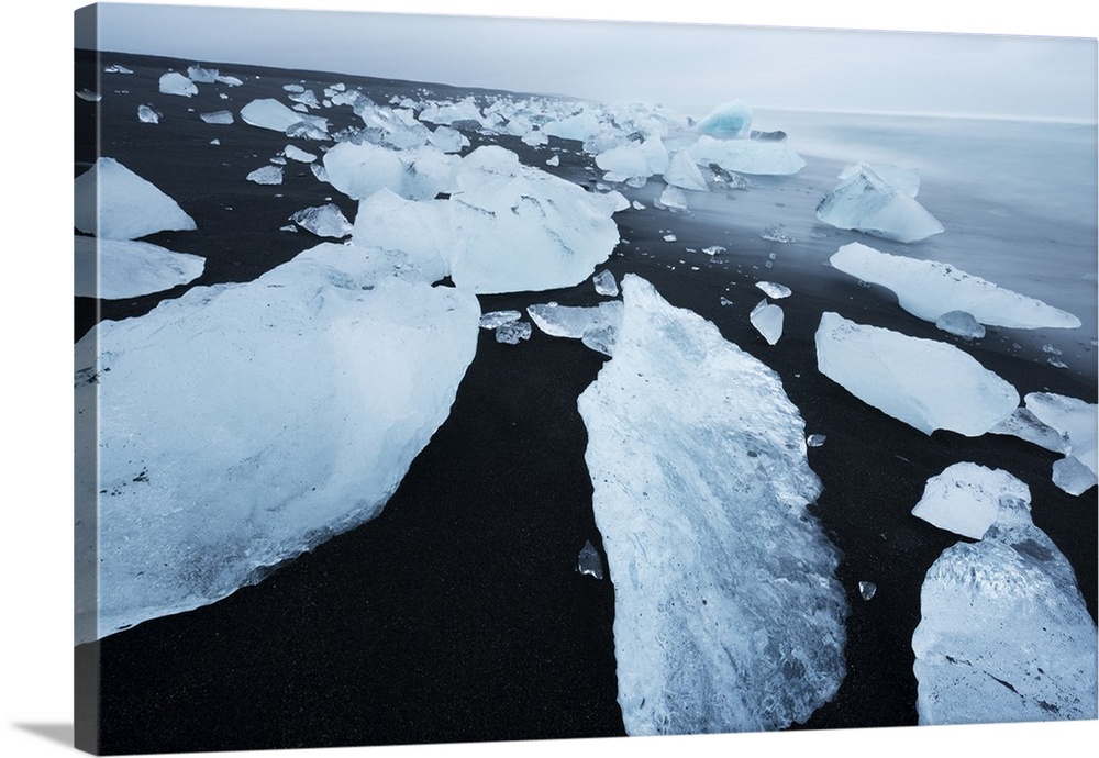 Icebergs on the beach at Jokulsarlon, Iceland, Polar Regions