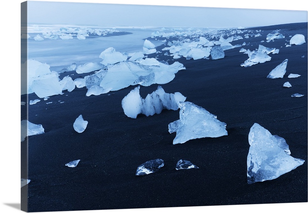 Icebergs on the beach at Jokulsarlon, Iceland, Polar Regions