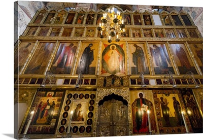 Iconostasis inside the Assumption Cathedral, the Kremlin, Moscow, Russia