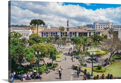 Independence Square, the principal and central public square of Quito, Ecuador