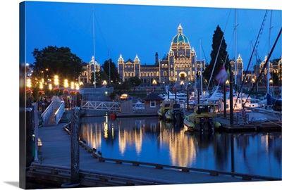 Inner Harbour and Parliament Building, at night, Victoria, British Columbia, Canada