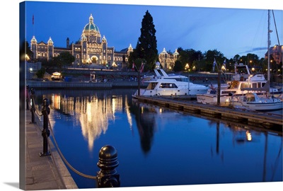Inner Harbour and Parliament Building, at night, Victoria, British Columbia, Canada