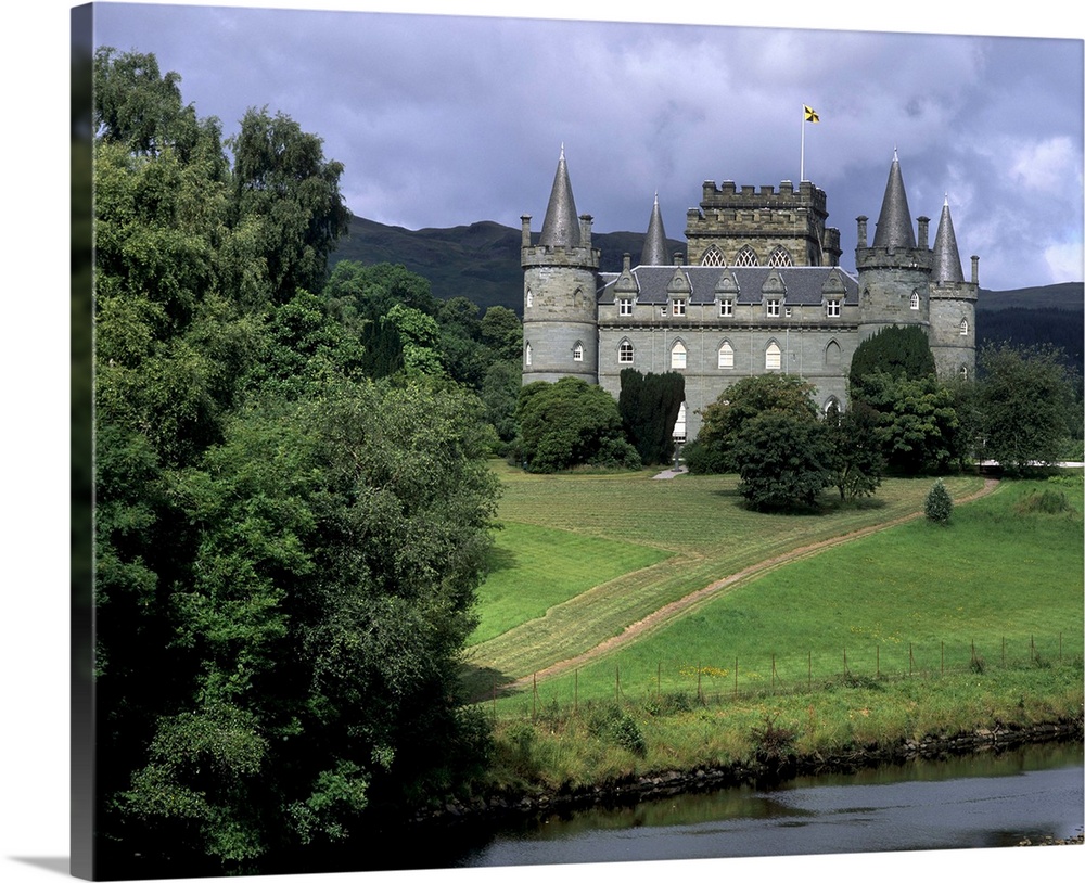 Inveraray Castle and River Aray, Argyll, Scotland, United Kingdom, Europe