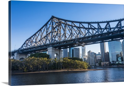 Iron train bridge across Brisbane River, Brisbane, Queensland, Australia