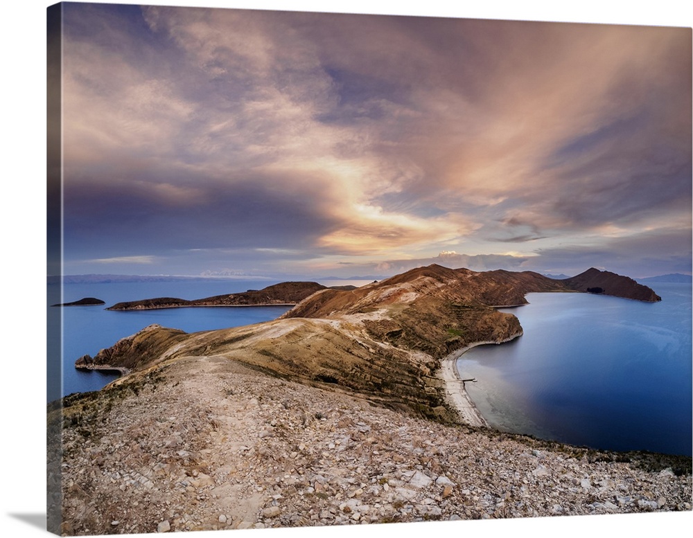 Island of the Sun, elevated view, Titicaca Lake, La Paz Department, Bolivia, South America