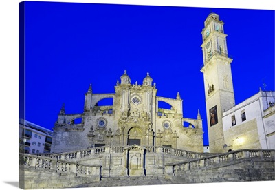 Jerez de la Frontera Cathedral at night,  Cadiz province, Andalucia, Spain