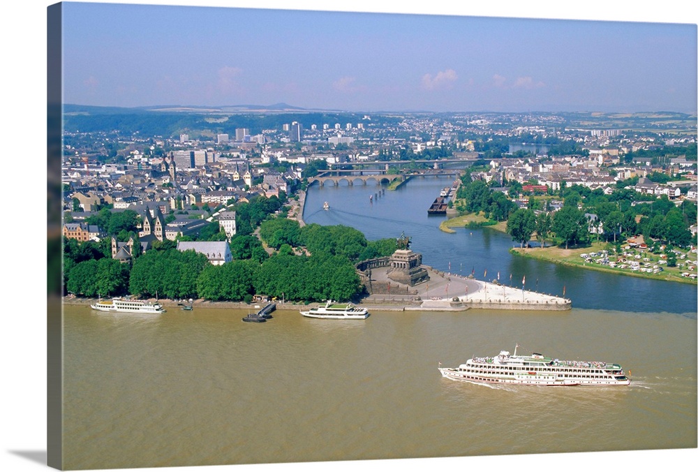 Junction between the Rhine River and the Mosel River, Palatinate, Germany