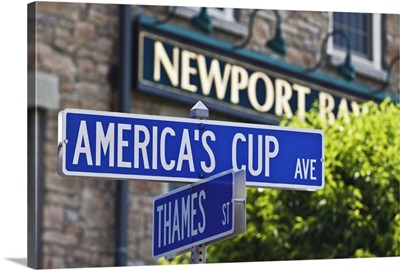 Junction of America's Cup Avenue and Thames Street in Newport, Rhode Island