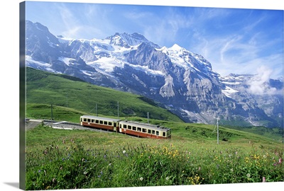 Jungfrau railway and the Jungfrau, Bernese Oberland, Swiss Alps, Switzerland