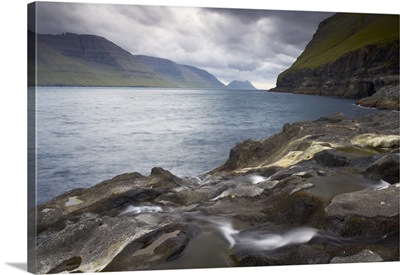 Kalsoyarfjordur, with Kalsoy on the right, Nordoyar, Faroe Islands, Denmark
