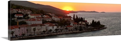 Korcula Town at sunset, Dalmatian Coast, Adriatic, Croatia