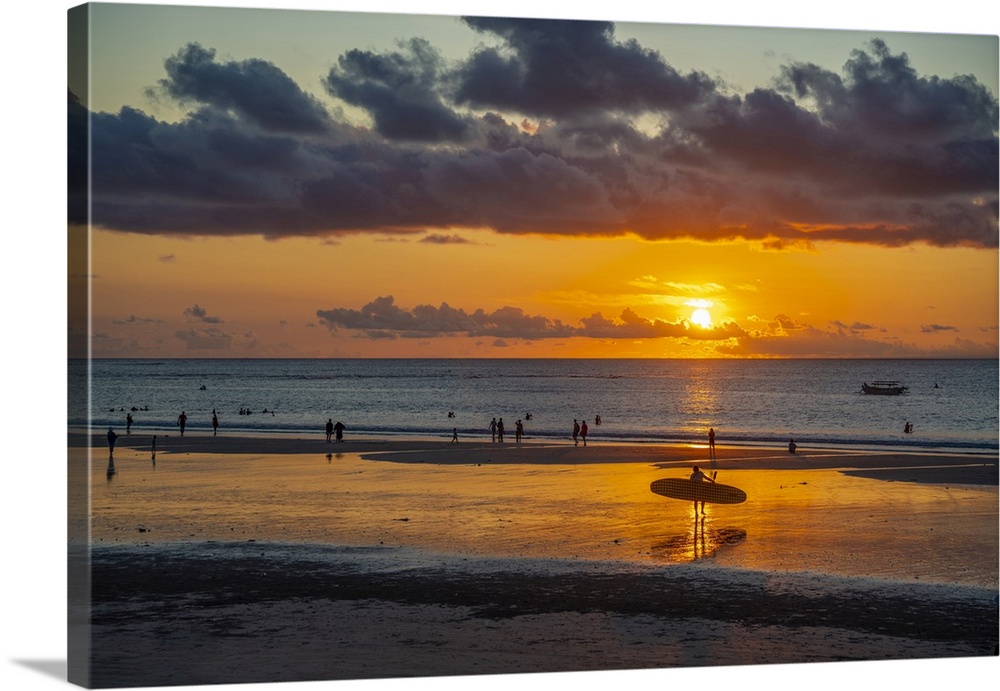 View of Kuta Beach at sunset, Kuta, Bali, Indonesia, South East Asia, Asia
