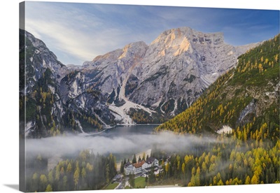Lago Di Braies In The Italian Dolomites, Trento-Alto Adige, Italy