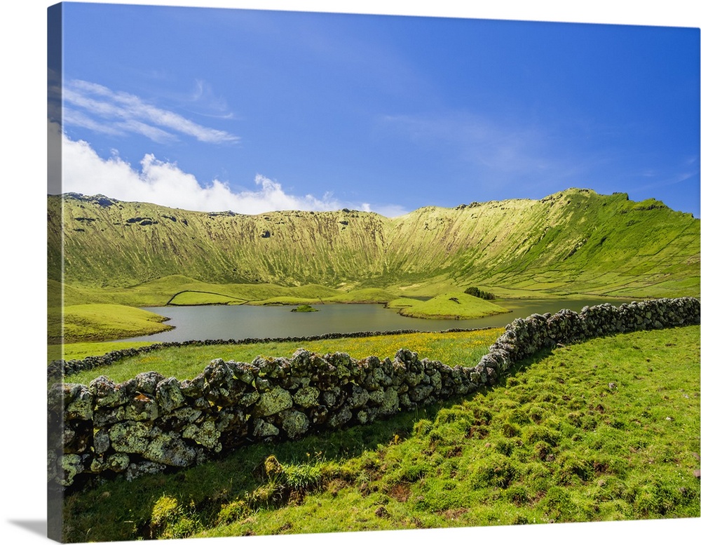 Landscape of the Caldeirao do Corvo, Corvo, Azores, Portugal, Atlantic, Europe