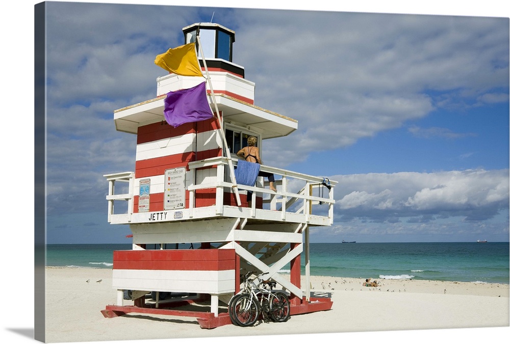 Lifeguard tower on South Beach, City of Miami Beach, Florida, United States of America