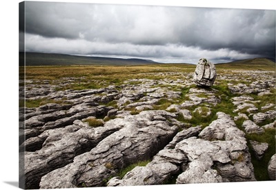 Limestone Pavement and Standing Stone, Yorkshire Dales, Yorkshire, England