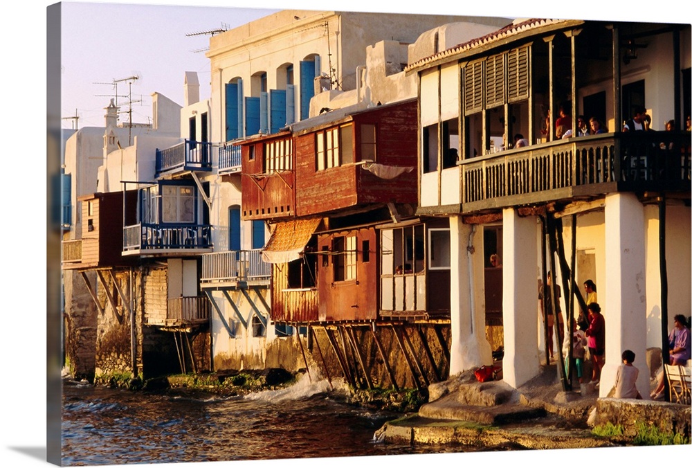 Little Venice in the Alefkandra district of the old town, Mykonos, Greece