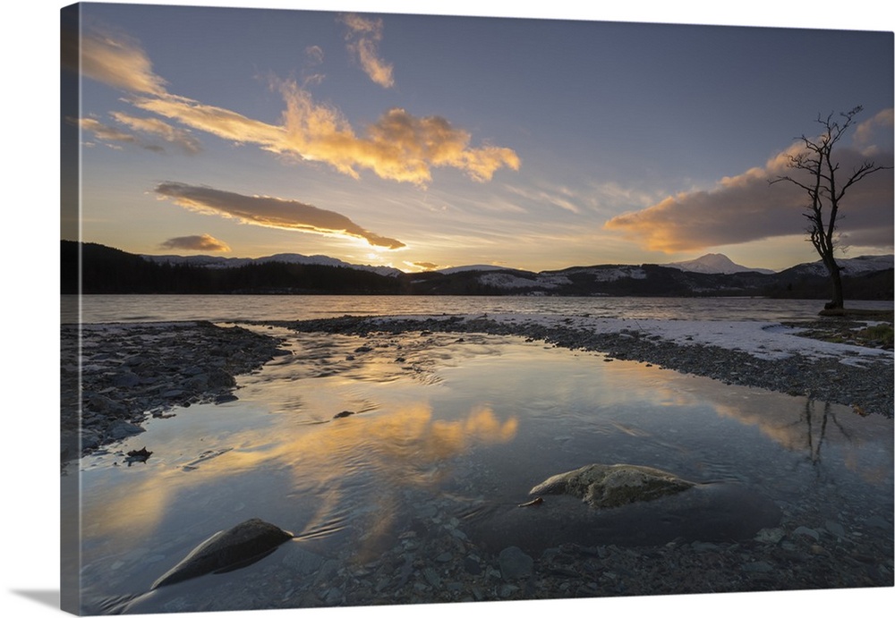 Loch Ard and Ben Lomond in mid-winter, Trossachs, Scotland