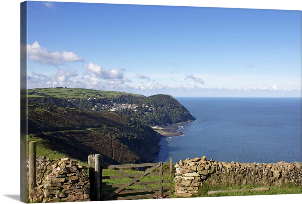 Lynmouth from Countisbury, Exmoor, Somerset, England, United Kingdom, Europe