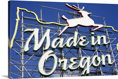Made in Oregon sign in the Old Town District of Portland, Oregon