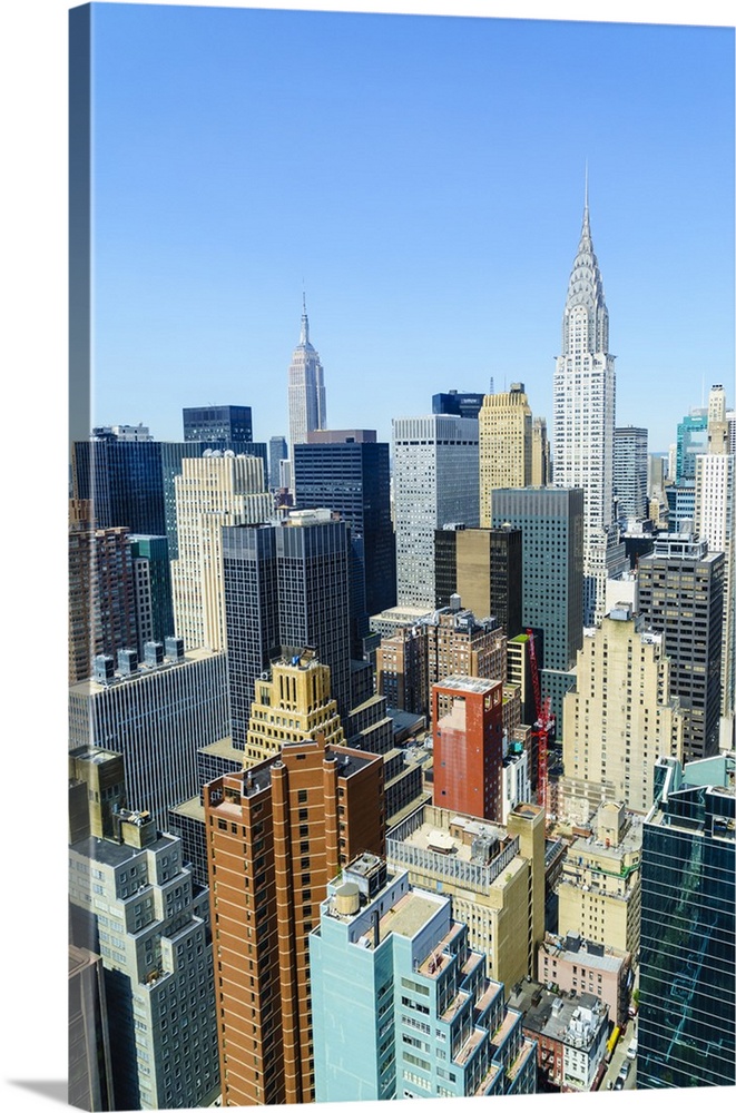 Manhattan skyline, Empire State Building and Chrysler Building, New York City, United States of America, North America