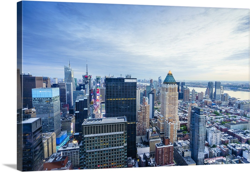 Manhattan skyline from Times Square to the Hudson River, New York City, United States of America, North America