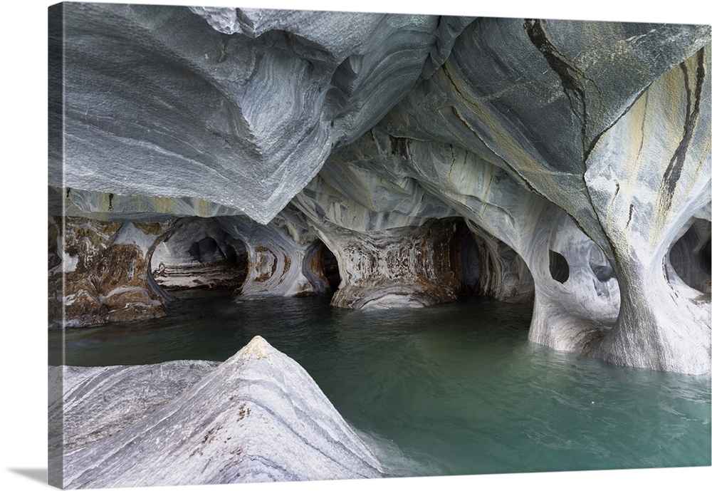 Marble Caves Sanctuary caused by water erosion, General Carrera Lake, Puerto Rio Tranquilo, Aysen Region, Patagonia, Chile...