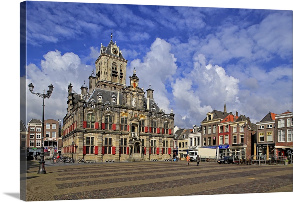 Market Square with Town Hall, Delft, South Holland, Netherlands