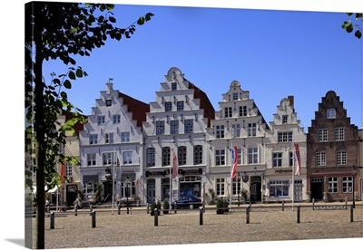 Market Square with Town Houses, Friedrichstadt, Eider, Schleswig-Holstein, Germany