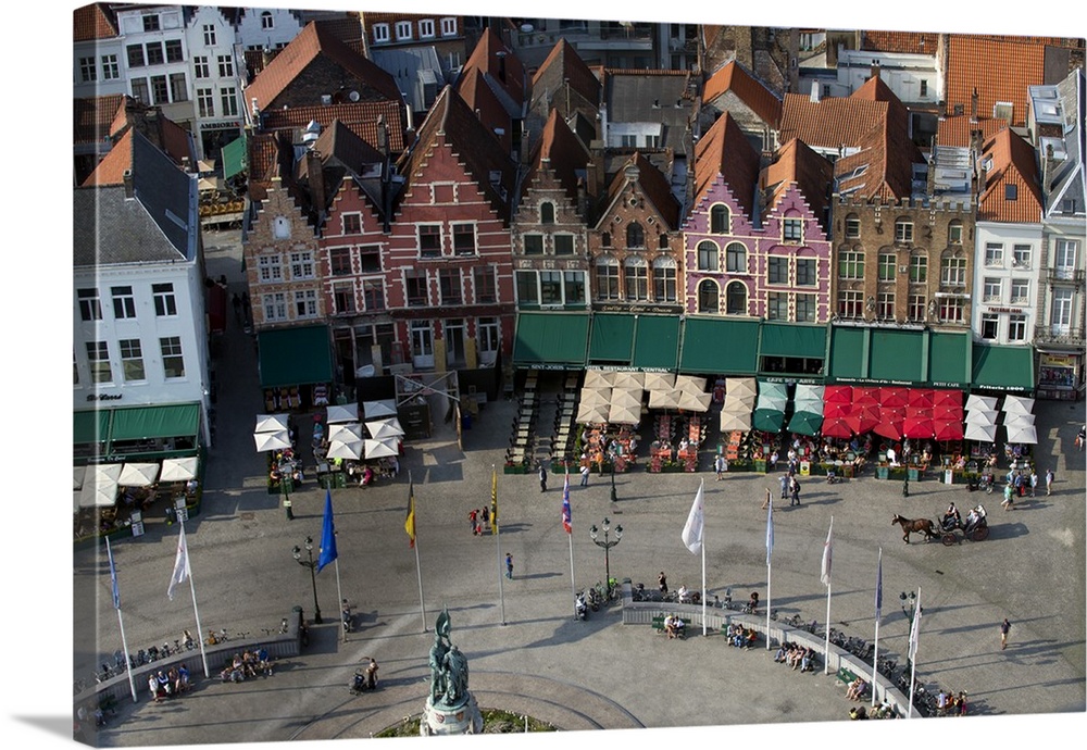 Markt Square seen from the top of Belfry Tower(Belfort Tower), UNESCO World Heritage Site, Bruges, West Flanders, Belgium,...
