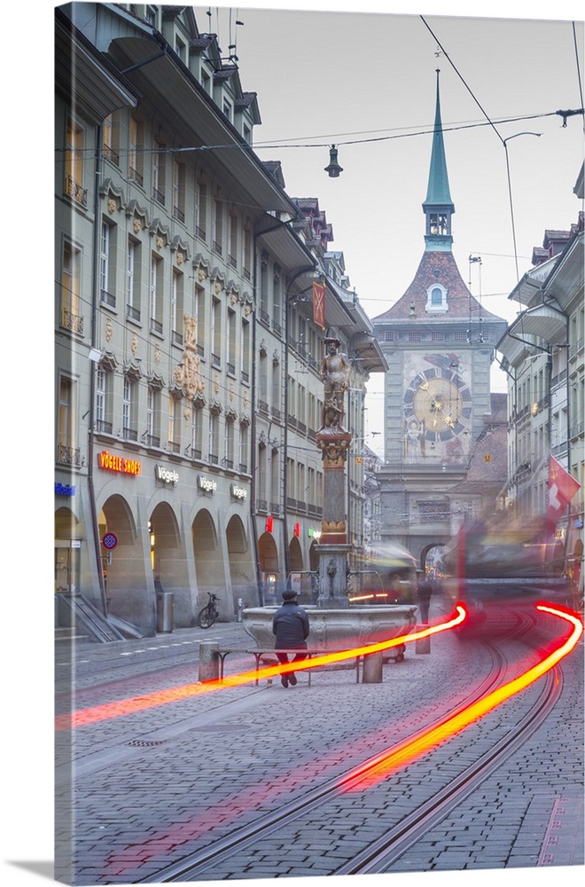 Marktgasse and Zytglogge Apotheke, Bern, Jungfrau region, Bernese Oberland, Swiss Alps, Switzerland, Europe