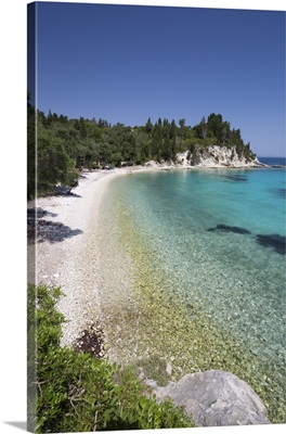 Marmaria beach on east coast, Paxos, Ionian Islands, Greek Islands, Greece