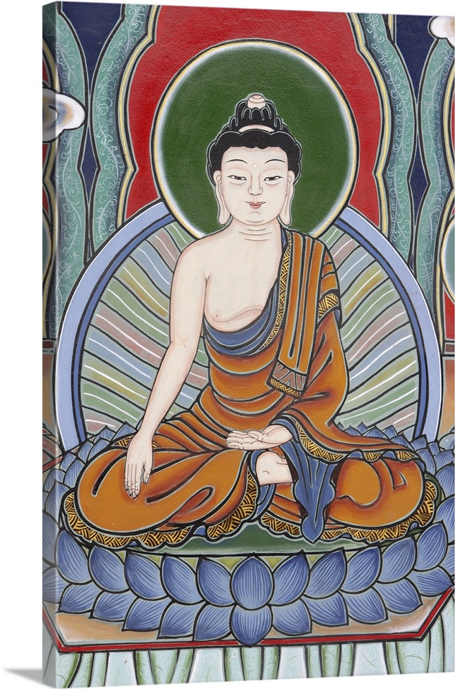 Meditation posture depicted in Life of Buddha, Seoul, South Korea, Asia.