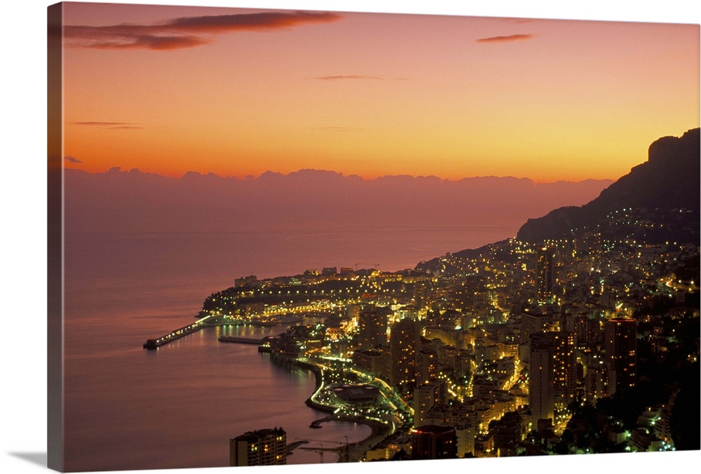 Monte Carlo at sunset, Monaco, Cote d'Azur, Mediterranean