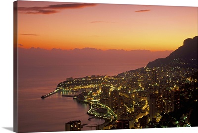 Monte Carlo at sunset, Monaco, Cote d'Azur, Mediterranean