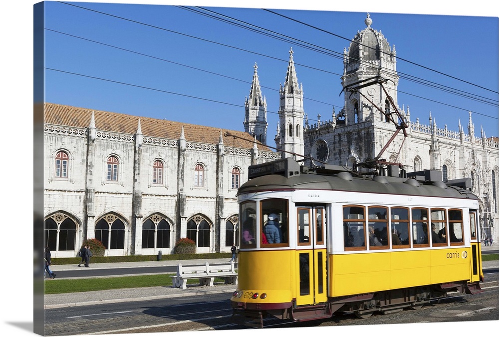 Mosteiro dos Jeronimos, and tram (electricos), Belem, Lisbon, Portugal