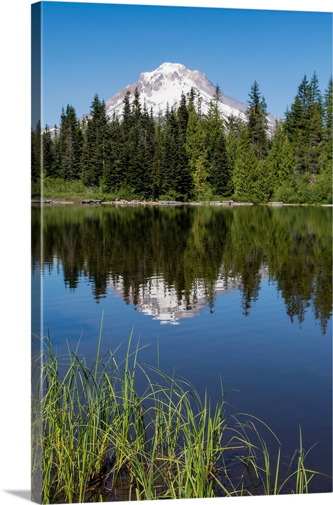 Mount Hood, part of the Cascade Range, reflected in the still waters of Mirror Lake Northwest region, Oregon